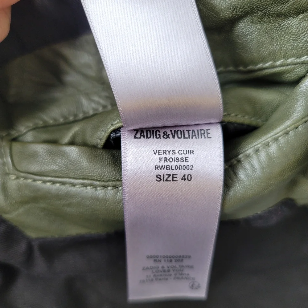Zadig & Voltaire Olive Leather Jacket - Picture 11 of 14